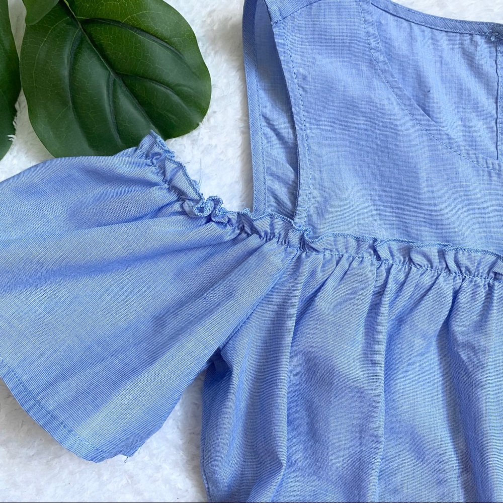 No Comment | cold shoulder ruffle chambray top - Picture 4 of 6